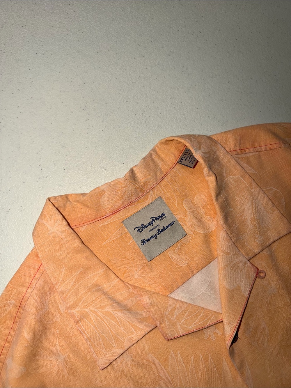 disney parks tommy bahama shirt men’s 2XL peach short sleeve hawaiian - Picture 2 of 6